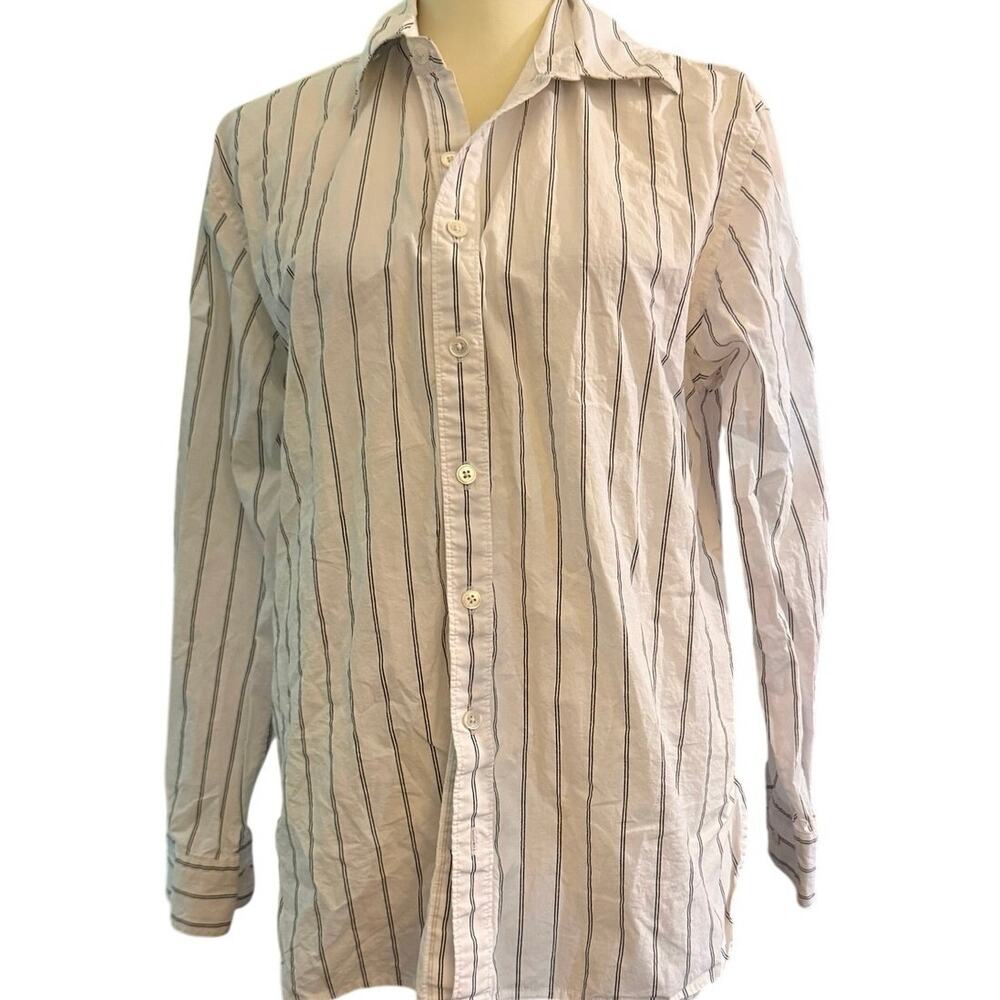 Dunst Studio Informal Boyfriend Shirt White Black Stripe Cotton, Unisex XS
